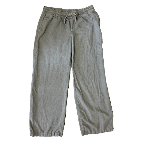 Old Navy Linen Blend Pants Womens S Green Pull On Wide Leg Flowy Lagenlook Beach - Picture 1 of 8